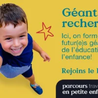 Image d'invitation à s'inscrire au parcours travail-études en petite enfance